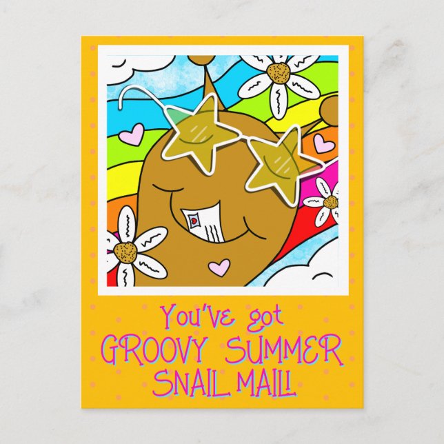 Postal Saludo de verano de Cute Snail Groovy (Anverso)