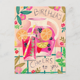 Postal Saludo de verano de sangría a cumpleaños