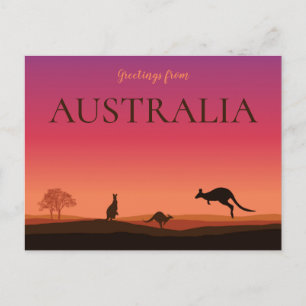 Postal Saludo de Viajes de Canguros de Australia