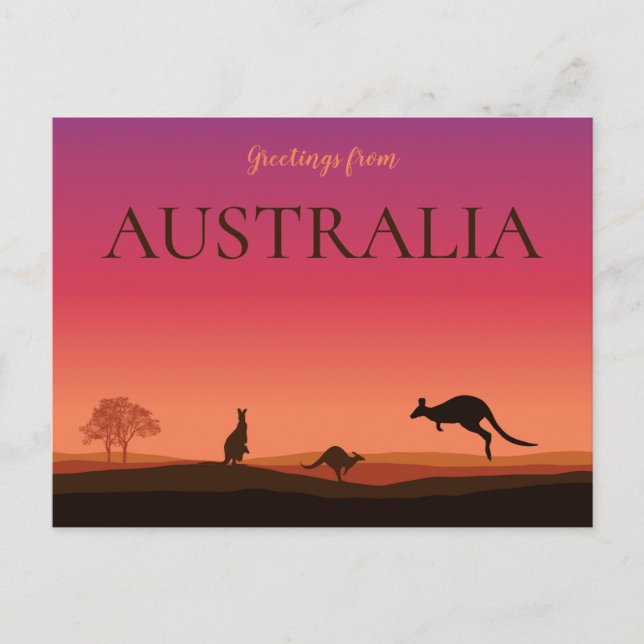 Postal Saludo de Viajes de Canguros de Australia (Anverso)