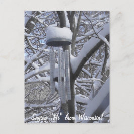 Postal Saludo de Wisconsin Snowy Chimes