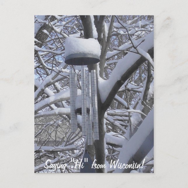 Postal Saludo de Wisconsin Snowy Chimes (Anverso)
