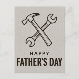 Postal Saludo del Día del Padre con martillo y llave ingl