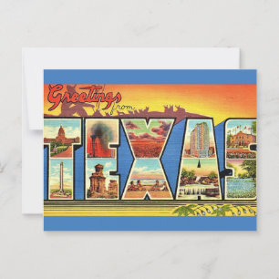 Postal Saludo del estado de Texas antiguo