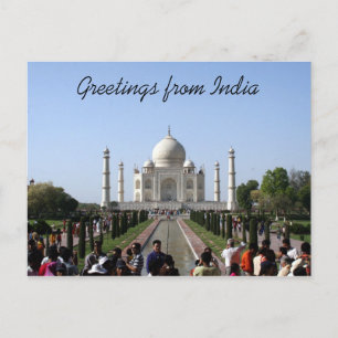 Postal saludo del pueblo de taj mahal