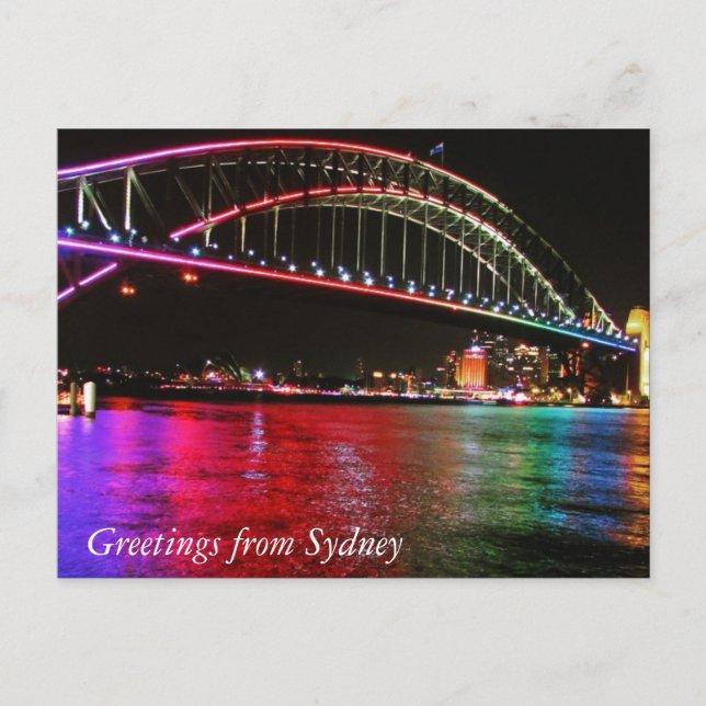 Postal saludo del puente sobre el arco iris sydney (Anverso)