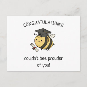 Postal Saludo divertido de graduación de Kawaii Bee Pun N