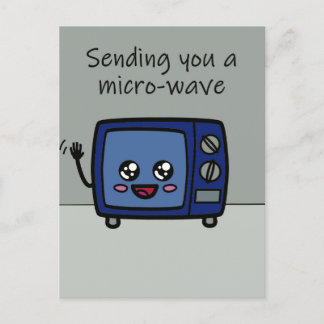 Postal Saludo enviándote un postrero de microondas