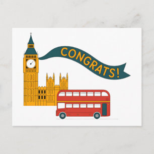 Postal Saludo "¡Felicidades!" con tema de Londres con Big