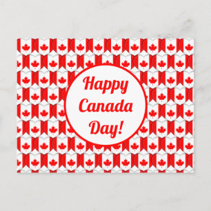 Postal Saludo Feliz Día de Canadá Corazones de Hoja de Ar
