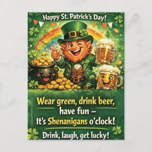 Postal Saludo festivo de duende del día de San Patricio