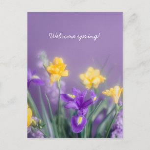 Postal Saludo floral de primavera, estética pastel