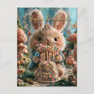 Postal Saludo mágico de cumpleaños con un conejo 