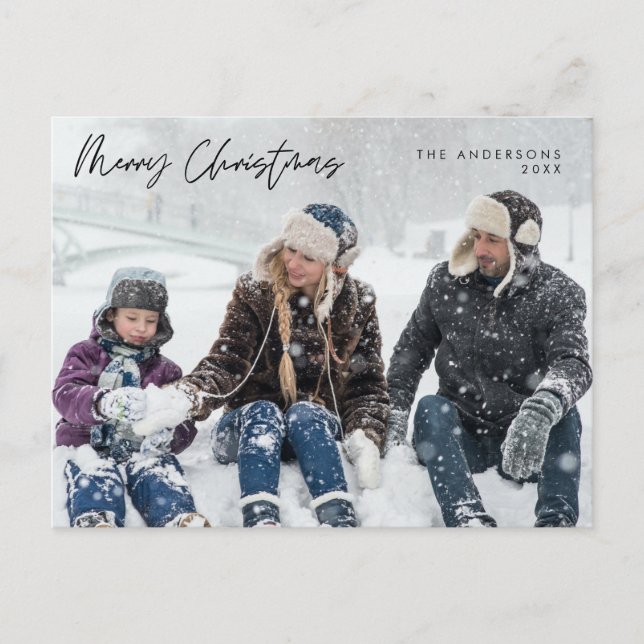 Postal Saludo moderno, Feliz Navidad, Fotos de la familia (Anverso)