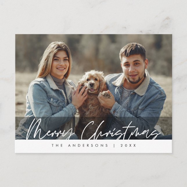 Postal Saludo moderno, Feliz Navidad, Fotos de la familia (Anverso)