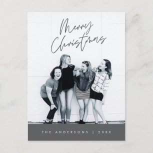 Postal Saludo moderno, foto familiar de Feliz Navidad