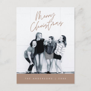 Postal Saludo moderno, foto familiar de Feliz Navidad