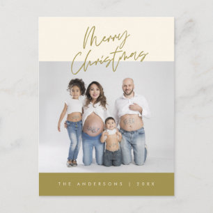 Postal Saludo moderno, foto familiar de Feliz Navidad