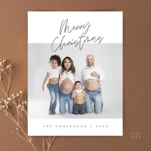 Postal Saludo moderno, foto familiar de Feliz Navidad