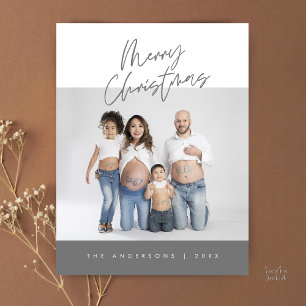Postal Saludo moderno, foto familiar de Feliz Navidad