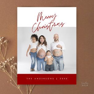Postal Saludo moderno, foto familiar de Navidad feliz