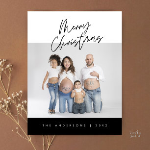 Postal Saludo moderno, foto familiar de Navidad feliz