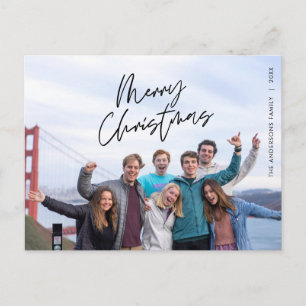Postal Saludo moderno, foto familiar de Navidad para publ