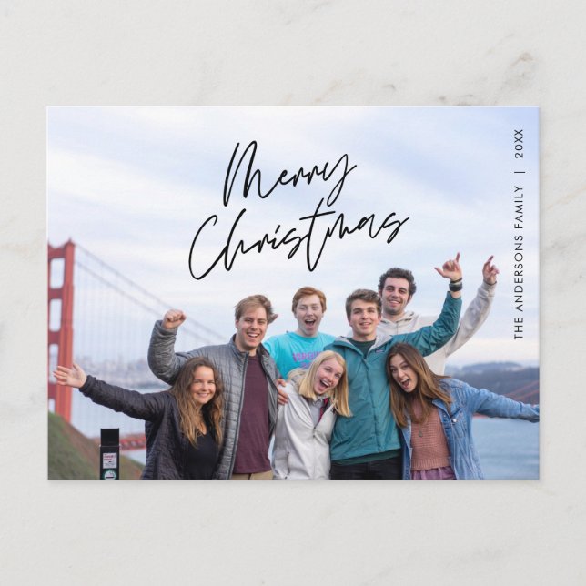 Postal Saludo moderno, foto familiar de Navidad para publ (Anverso)