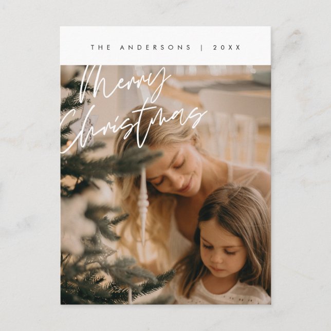 Postal Saludo moderno, Fotos de la familia navideña (Anverso)