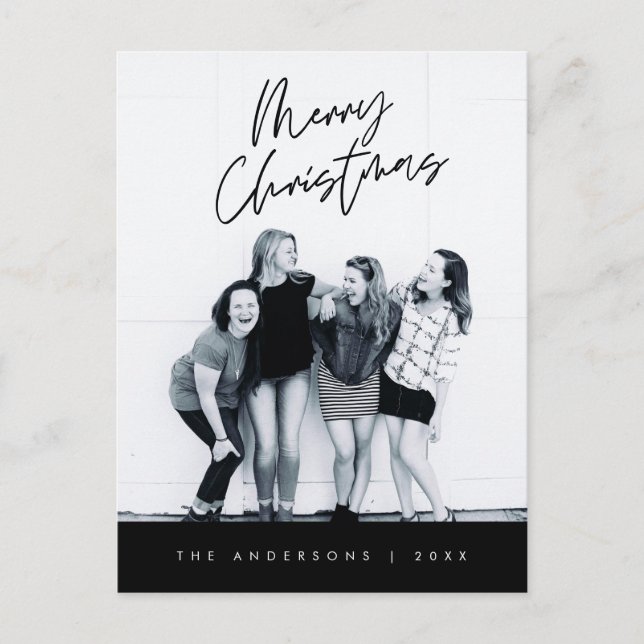 Postal Saludo moderno, Fotos de la familia navideña (Anverso)