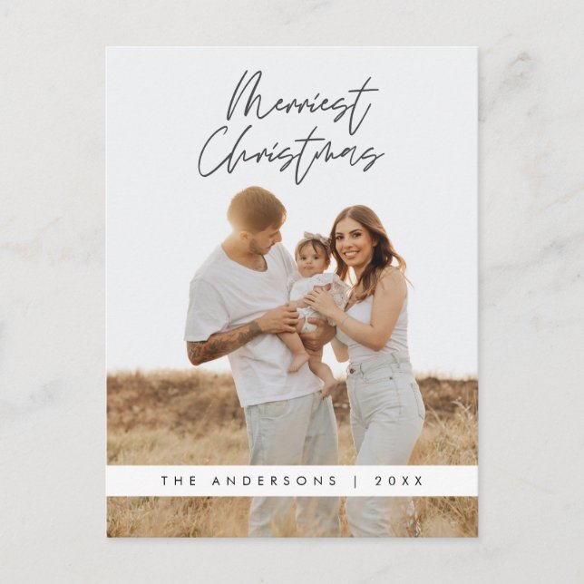 Postal Saludo moderno, Fotos de la familia navideña (Anverso)