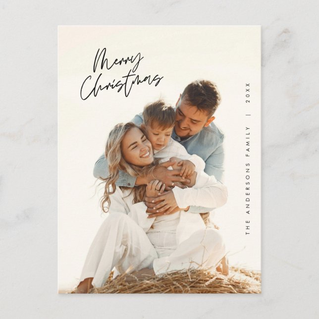 Postal Saludo moderno, Fotos de la familia navideña (Anverso)