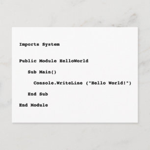 Postal Saludo mundial de Hello de Visual Basic