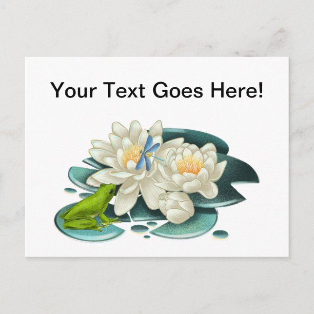 Postal Saludo personalizado Flores y ranas Lotus (Anverso)