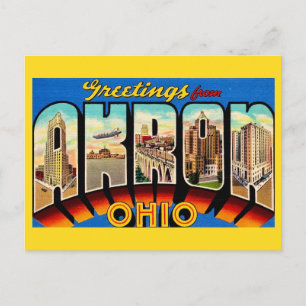 Postal Saludo retro Akron Ohio 