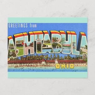 Postal Saludo retro Ashtabula Ohio 