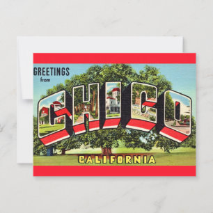 Postal Saludo Retro Chico California