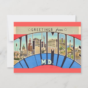 Postal Saludo Retro de Baltimore MD