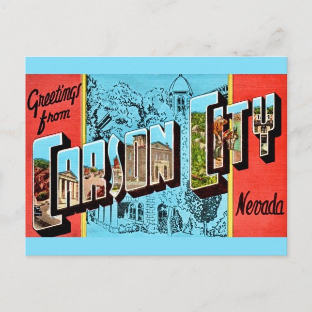 Postal Saludo Retro de Carson City NV (Anverso)