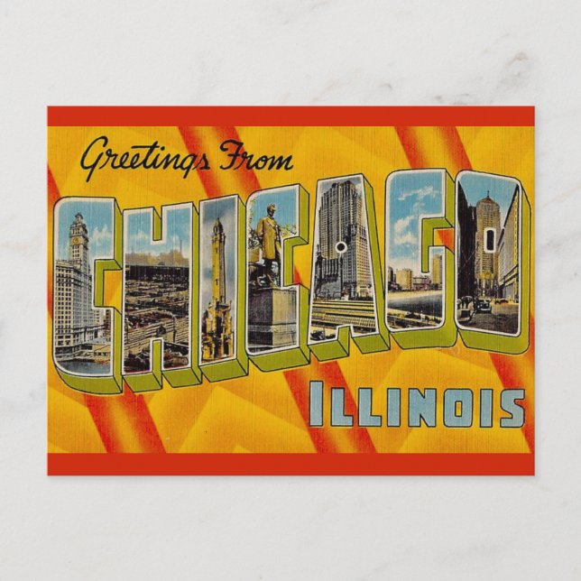 Postal Saludo Retro de Chicago  (Anverso)