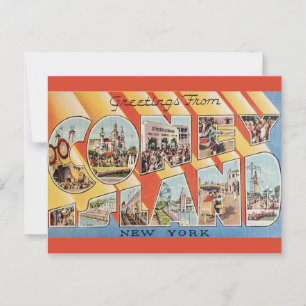 Postal Saludo Retro de Coney Island NY