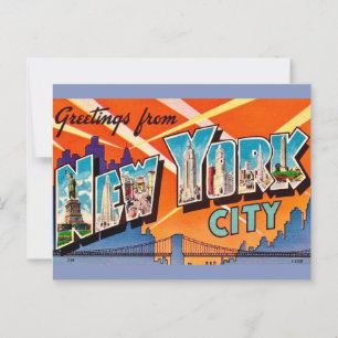 Postal Saludo Retro de la Ciudad de Nueva York