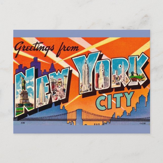 Postal Saludo retro desde Nueva York (Anverso)