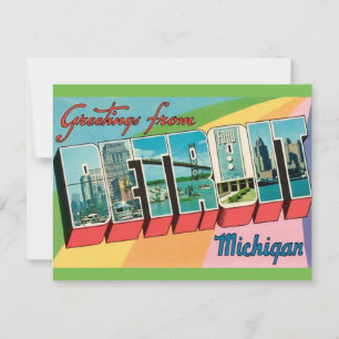Postal Saludo retro Detroit Michigan