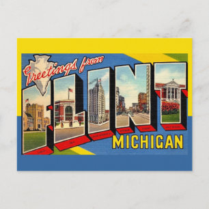 Postal Saludo Retro Flint Michigan