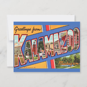 Postal Saludo Retro Kalamazoo Michigan