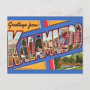 Postal Saludo Retro Kalamazoo Michigan