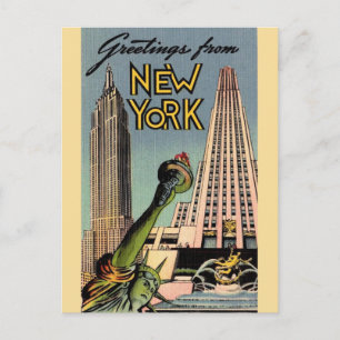 Postal Saludo Retro Nueva York