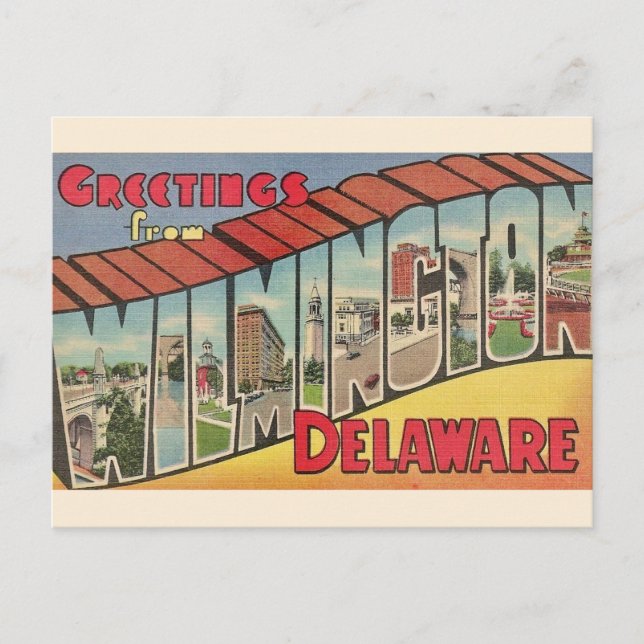 Postal Saludo retro para Wilmington Delaware (Anverso)