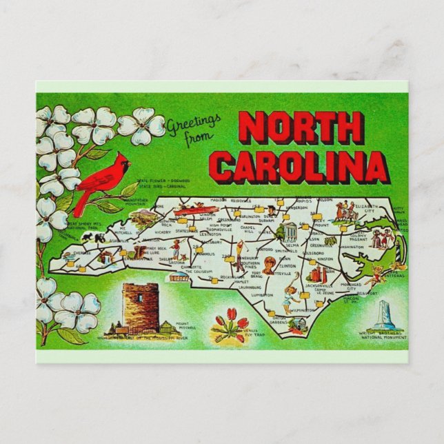 Postal Saludo verde de Carolina del Norte (Anverso)